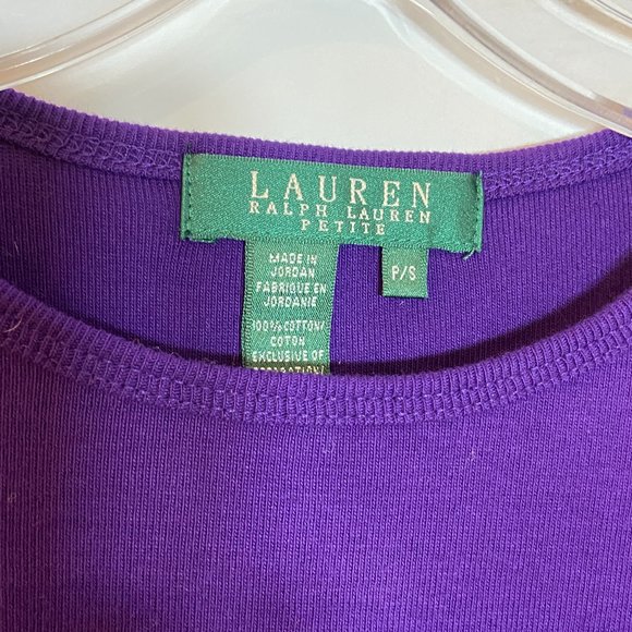 Ralph Lauren Women Long Sleeve Cotton Everyday Purple Tee Petite US S - Picture 3 of 4